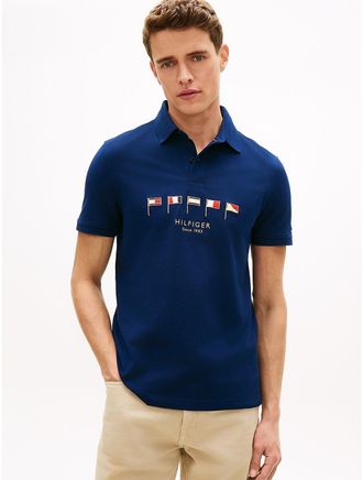 Tommy Hilfiger Mens Regular Fit Nautical Flag Pique Polo - Navy - XXL