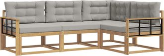 vidaXL Conjunto De Sof&aacute;s De Exterior 3 Uds. Blanco Y Gris Claro Vidaxl