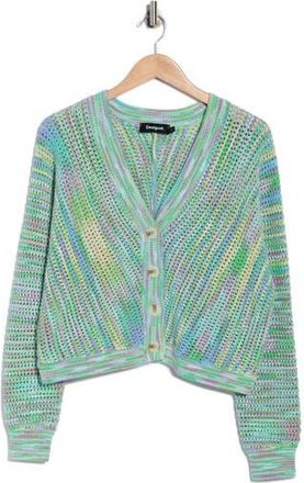 Desigual Thin Gauge Openwork Cardigan in Green at Nordstrom Rack, Size Large