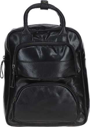 Ashwood Leather Mens Compact Backpack with Front Zip Pockets - Black - One Size