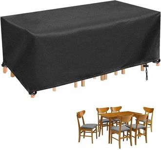 OEM Funda Para Mesa Y Silla De Jard&iacute;n, Impermeable, Rectangular, Para Muebles De Exterior, Oxford, Resistente, 280 X 204 X 106 Cm, Color Negro