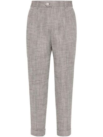 Brunello Cucinelli chevron tailored trousers - men - Fabric/Silk/Eco Linen - 50 - Brown