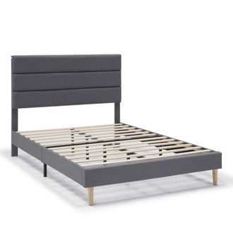 HOMN Estructura de cama tapizada de 30 cm, 150x190 cm, gris oscuro