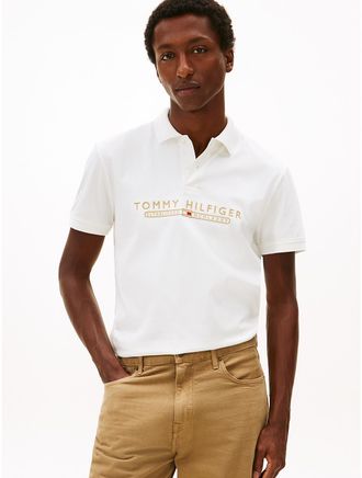 Tommy Hilfiger Mens Embroidered Logo Interlock Polo - White - XXL