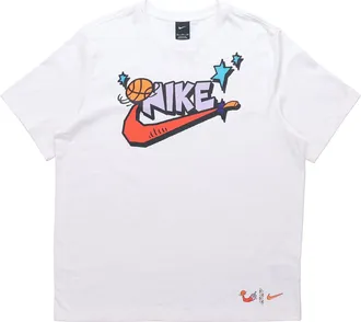 Nike Basketball Logo Alphabet Printing Round Neck Pullover Short Sleeve White DD9373-100