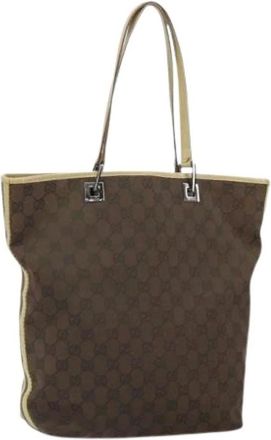 Gucci Pre-owned Tote Bags, female, Brown, Size: ONE SIZE Pre-owned Canvas Tote Bag