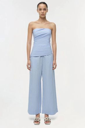 Jonathan Simkhai Arden Pull On Pant In Periwinkle Stripe
