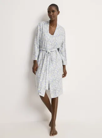 Miiyu Womens Velvety captivating print robe