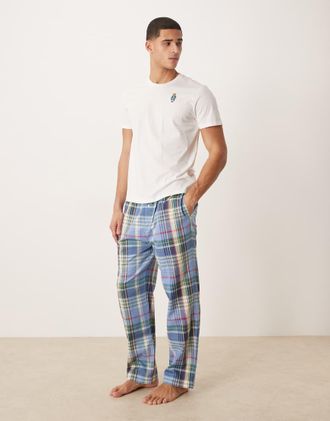 Polo Ralph Lauren Set pigiama bianco e blu con orsetto