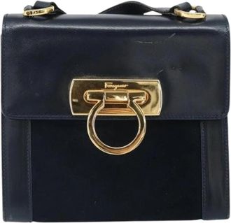 Ferragamo Pre-owned Leather Shoulder Bag - Dames - Vintage Schoudertas - Blauw - ONE Size - Leer - Vintage