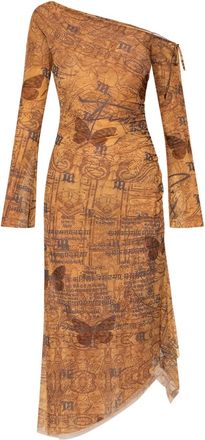 Misbhv Abito midi a fantasia astratta - BROWN