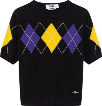 Msgm Msgm, Truien & Vesten, Dames, Zwart, M, Ronde hals gebreid