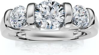 Pompeii3 1ct 3-Stone Bar Set Engagement Ring 10K Lab Grown