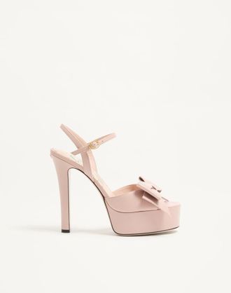 Valentino Garavani Sandalo Con Plateau Bowow In Capretto Con Dettaglio Fiocco 130mm Donna ROSA 36.5