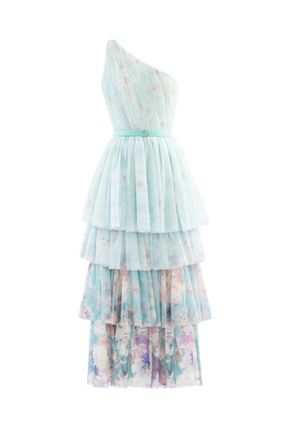 Saiid Kobeisy Floral Printed One-Shoulder Dress
