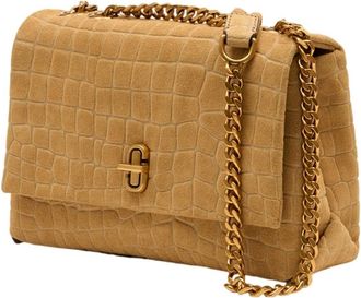 Marc Jacobs Womens Crocodile-Embossed Leather Shoulder Bag Beige Cowhide