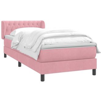 vidaXL Cama Box Spring Con Colch&oacute;n Terciopelo Rosa 90x220 Cm Vidaxl