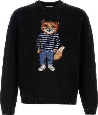 Maison Kitsuné Black Wool Blend Sweater