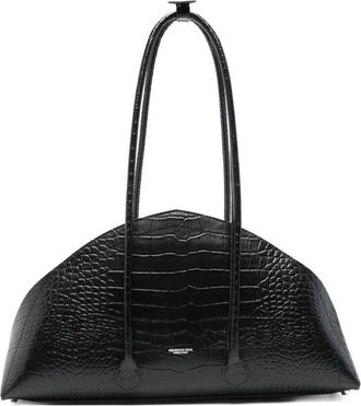 Federico Cina Crocodile-Embossed Calfskin Handbag With Structured Silhouette
