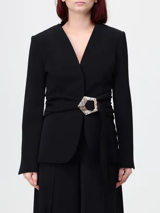 Simona Corsellini Blazer monopetto in cr&ecirc;pe con cintura regolabile in vita