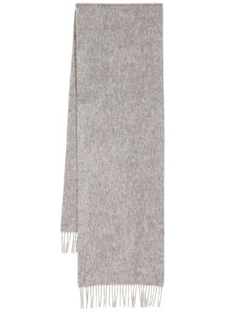 Mulberry logo-embroidered fringed scarf - women - Merino - One Size - Grey
