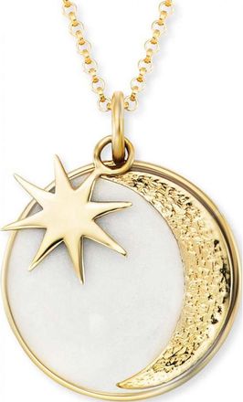 Engelsrufer Womens ERN-MOON-PE-G Ladies Sun Moon and Star Necklace - Gold Sterling Silver - One Size