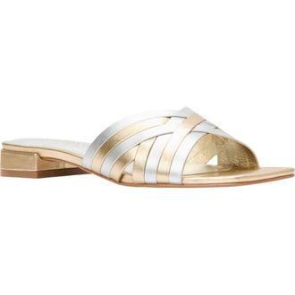 Andr&eacute; Assous Jordan Slide Sandal in Metallic Leather at Nordstrom, Size 8.5