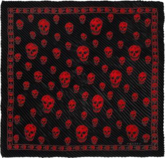 Alexander McQueen Geplooide Sjaal - Dames - Zijden sjaals - Zwart - ONE Size - Accessoires