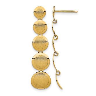 Diamond2Deal 14K Yellow Gold Polished and Brushed Drop Dangle Earrings