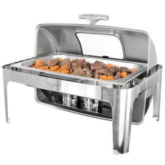 MegaChef 9.5 Quart Oblong Roll Top Stainless Steel Professional Chafing Dish/Food Warmer/Buffet Server with Window in Silver at Nordstrom