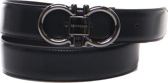 Ferragamo Kalfsleren Riem met Iconische Gancini Gesp - Heren - Riemen - Zwart - 95 CM - Leer - Accessoires