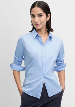 Cinque Hemdbluse CINQUE CISARY, Damen, Gr. XXL (44), blau (hellblau), Web, Obermaterial: 100% Baumwolle, unifarben, gerade h&uuml;ftbedeckend, 1-Knopf-Manschette,