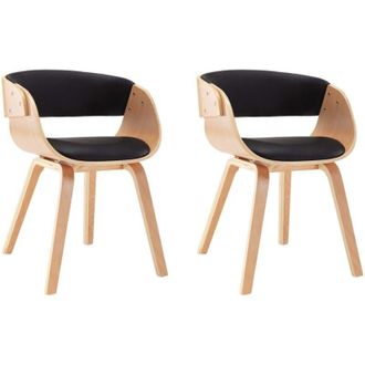 vidaXL Sillas De Comedor 2 Uds Madera Curvada Y Cuero Sint&eacute;tico Negro Vidaxl