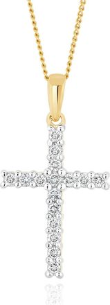The Diamond Store Lab Diamond Cross Pendant Necklace Claw Set 0.25ct H/Si in 9K Gold
