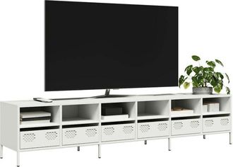 vidaXL Vidaxl - Mueble Para Tv Acero Laminado En Fr&iacute;o Blanco 202x39x43,5 Cm