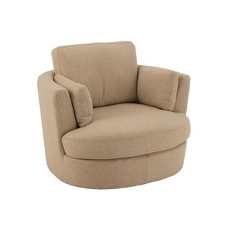Hellin Sill&oacute;n giratorio de tela beige 107x98x88 cm
