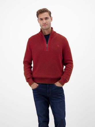 Lerros Troyer LERROS, Herren, Gr. 3XL, maple rot, Strick, Obermaterial: 100% Baumwolle, unifarben, regular fit h&uuml;ftbedeckend, Rundhals, Flachstrickb&uuml;ndchen, 