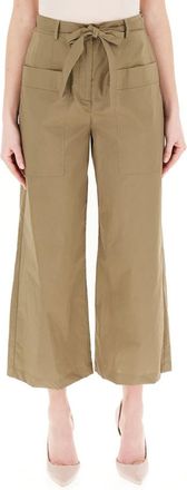 Liu Jo Pantalone a palazzo - Dames - Vrijetijds broeken - Groen - 2XL - Katoen - Broeken