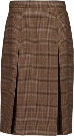 Saint Laurent Roux Midi Rok - Dames - Midirokken - Bruin - M - Wol - Rokken