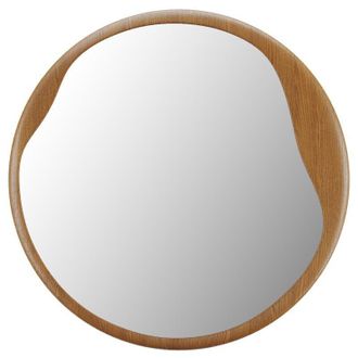 Vente-Unique Specchio tondo D. 60 cm in Legno di hevea Naturale - FUJIAN