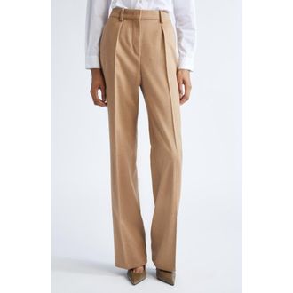 Max Mara Carbone Camel Hair Straight Leg Pants at Nordstrom, Size 12