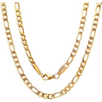 Steeltime Mens 18k Gold Plated Figaro Chain Necklace at Nordstrom Rack, Size 24