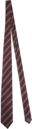 Brunello Cucinelli Cravatta a righe in seta - Rosso