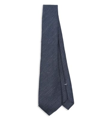 Canali textured tie - men - Silk/Linen/Flax - One Size - Blue