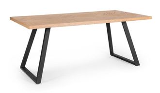 Konte Design Mesa de madera natural y patas de acero negro 180 x 90 cm