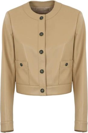 Twinset Basis Beige Eco-Leren Jas - Dames - Zomerjassen - Beige - L - Leer - Jassen