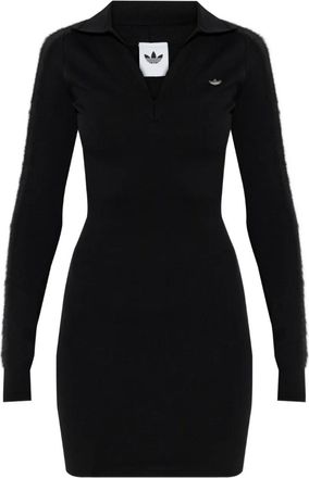 adidas Mini-jurk met polokraag en lange mouwen - Zwart