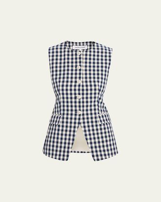 Veronica Beard Lois Tailored Gingham Vest