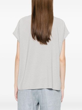 Fabiana Filippi V-Neck Cotton Knit Sweater - Grey