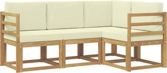 vidaXL Conjunto De Sof&aacute;s De Exterior 4 Uds. Blanco Y Crema Vidaxl